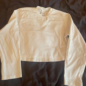 Reformation White Long Sleeve Cropped Tee